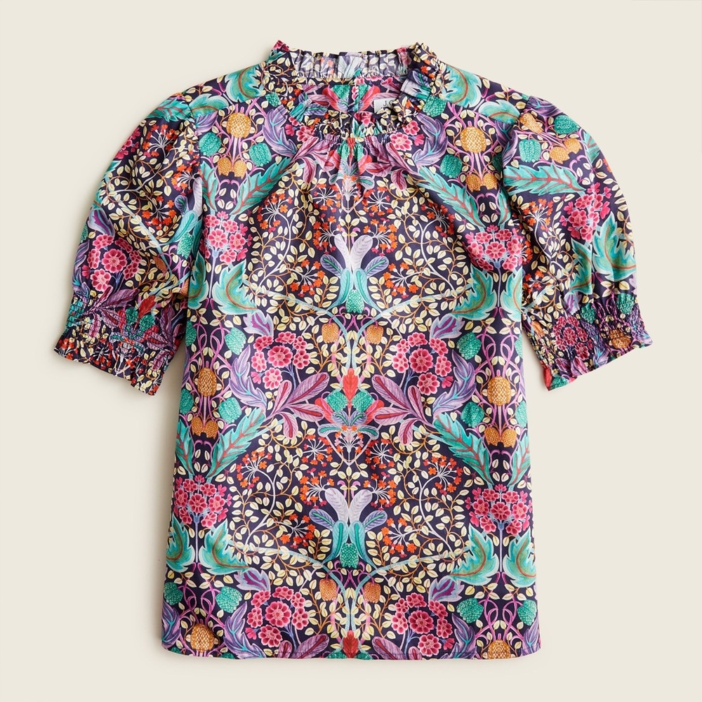 J. Crew Women's Puff-sleeve top in Liberty® Elm House Floral, Sz Medium